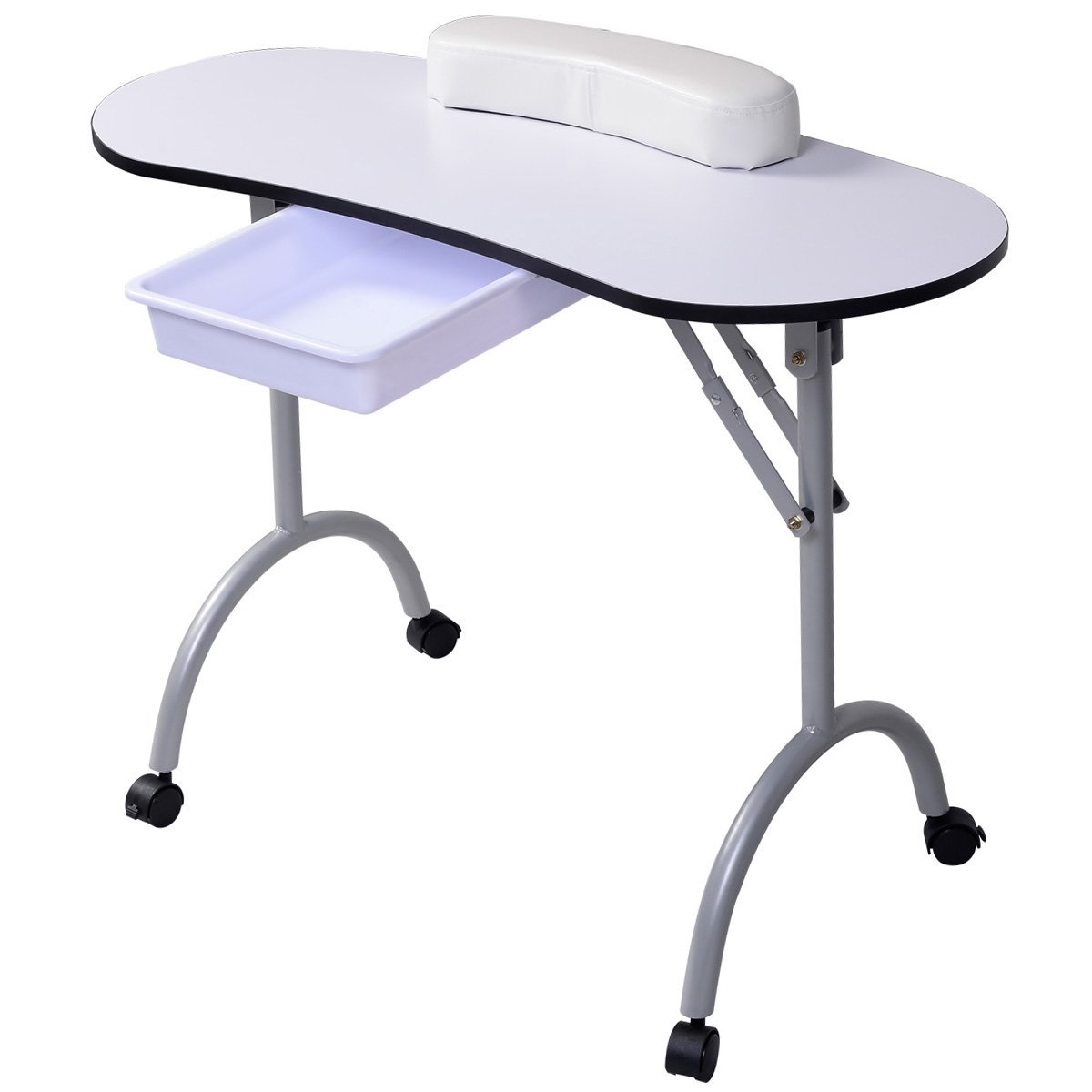 Foldable Manicure Table Nail Technician Desk Workstation with Bag MT-005 white