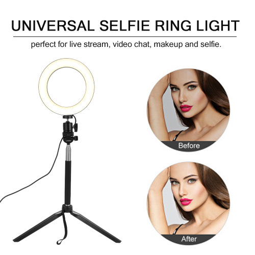 Điện thoại di động 6 &amp;quot;Selfie Ring Light Filling Lamp Đèn LED có thể điều chỉnh được. Giá đỡ sàn linh hoạt Truyền hình trực tiếp Đèn vòng Beauty