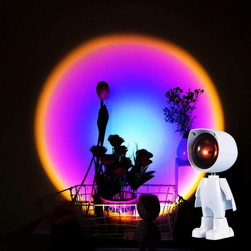 Sunset Projection LED Light Robot Figure Lamp Projector Rainbow Atmosphere Lamp Modern LED Floor Light Night Light Background Wall Decoration Projector Lamp