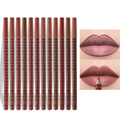 12 Colors Lip Liners Pencil Set, Premium Waterproof Smooth Lip Pencils, Natural Long Lasting Makeup Matte Lip Liners