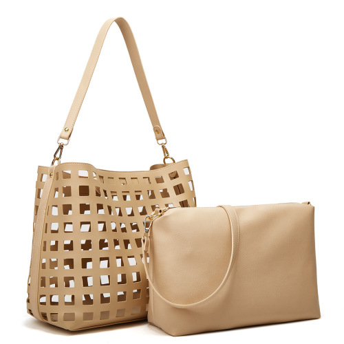 PU Leather Hollow Out Crossbody Bag, Shoulder Bag+Crossbody Bag 2 in 1 Hand Bags for Travel Work Shopping gift