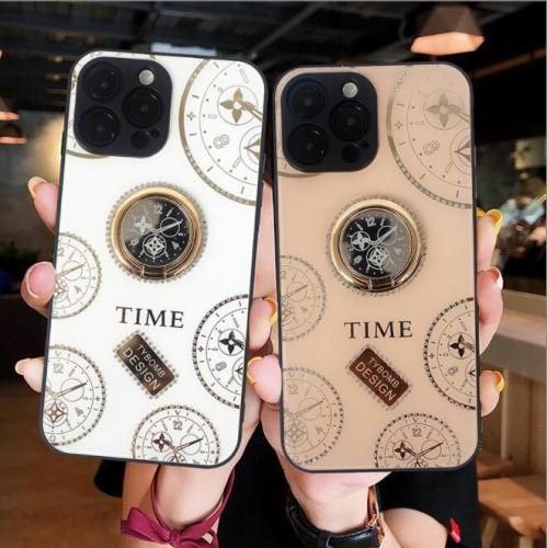 TPU soft Phone Case Crystal Inlay Clock Ring Holder Fashion Unique Mobile Phone Shell