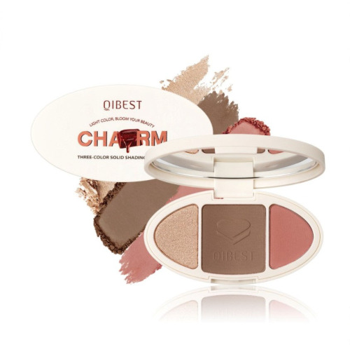Cheekbones Contour Blush 3 in 1 Palette, Blush Makeup, Pink Blush, Lightweight, Blendable, Natural Radiance, Eyeshadow Highlight Coral Shimer Matte Palette Long Lasting 100% Colour Pigment