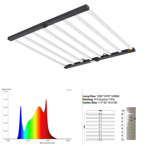 600W 8 Bar LED Grow Light Full Spectrum Dimmable Plant LED Grow Light Vertical Farming