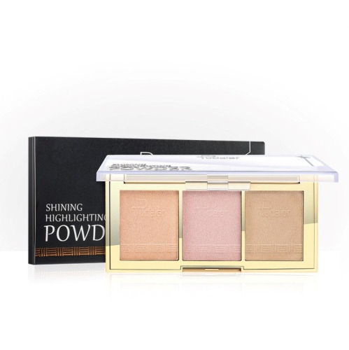 Shimmer Highlighter Highlight Makeup Contour Palette,3 Colors Shimmer Blush and Makeup Highlighter Powder Bronzer Palette Highlighter+Makeup iluminadores Illuminator Makeup for Dark Skin