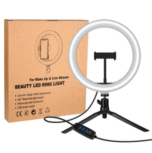 10" Live Streaming Photograph Beauty Selfie Fill Light Ring LED Desktop Lamp