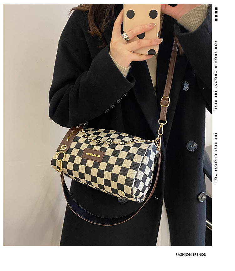 Personalized checkerboard Crossbody Bag, Canvas Fashion Shoulder BagS
