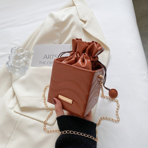 Vintage fashion Bucket Bag, 4 colors Options, Drawstring Design, Cube shape Leather Square Bucket Bags