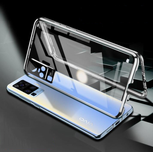 Magnetic King Full Coverage Two-sided Glass Phone shell metal Frame protective cover Phone case for Vivo X50 X60 X70