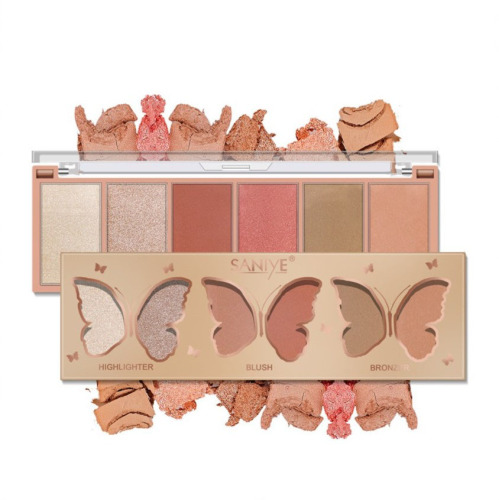 Butterfly 3 in 1 Eyeshadow Makeup Palette 6 Colors, Use as Eyeshadow, Contour or Blush, Pigmented Eye Makeup in Blendable Matte &amp; Pearl Finishes