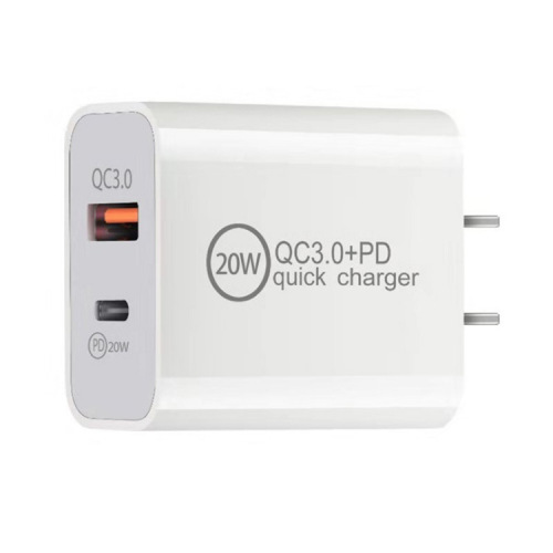 20WPD+QC3.0 两端口快速快速充电器头插头适用于 iPhone 美国欧盟插头