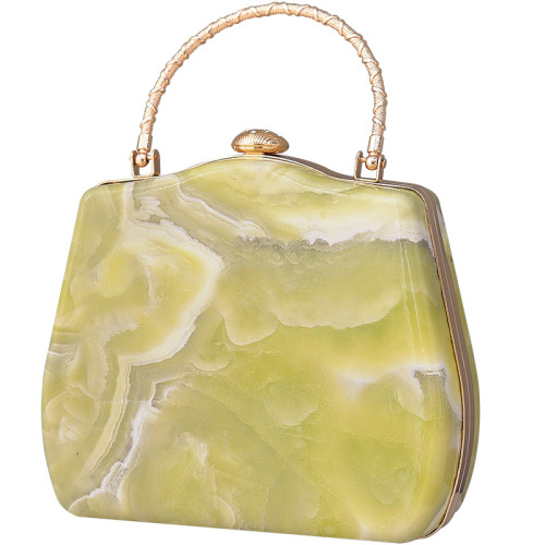 Marble Evening Bag with gold handle - Small Clutch Purses for Wedding, PU Handbags for party, dinner, porm