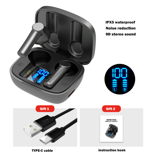 True Wireless Bluetooth 5.0 Headset Sport Stereo Earphone LED digital Charger Box