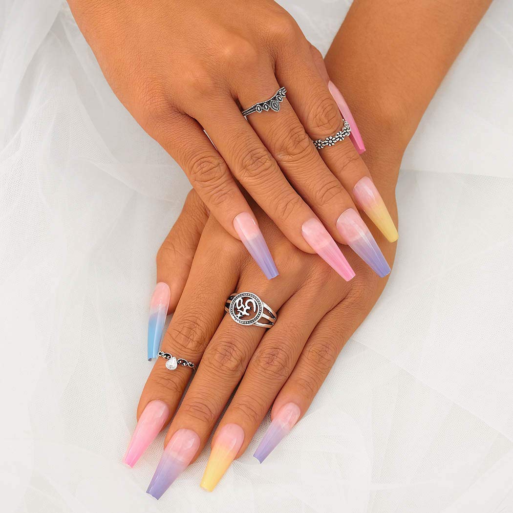 24 Stück Ballerina Press-on Nägel – Lange French-Nägel Mit Glitzer & Strass Für Frauen & Mädchen