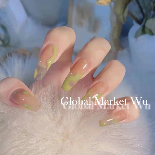 24 Pcs Press on Nails Long, Fake Nails Glue on Nails, Glossy False Nails with Glue, Acrylic Nails for Women and Girls