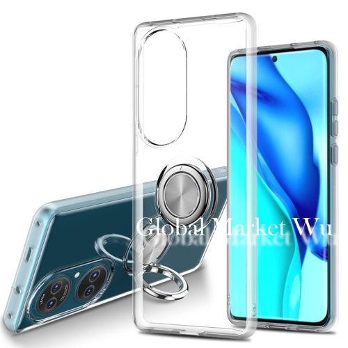 Transparent Huawei Phone Case Magnetic Ring Holder Dropproof Fit for P40 P50 Mate40Pro