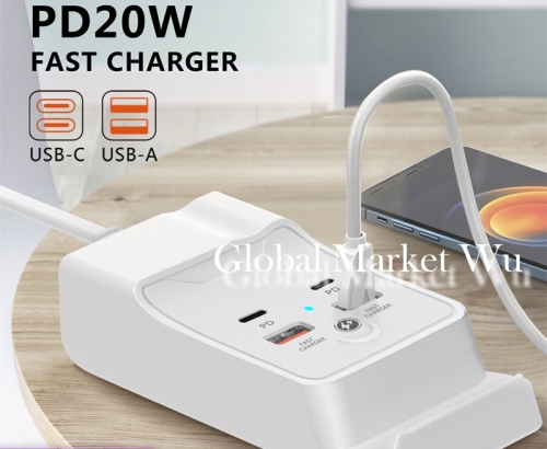20W PD Flash Charger Socket Multi-port USB 5V 2A suit for Huawei Apple