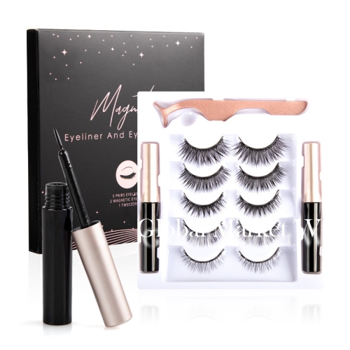 Magnetic Eyelashes, Magnetic Eyelashes Kit Magnetic Eyeliner 3D and 5D different Lengths&amp;Densities Magnetic Eyelashes Magnetic Lashliner For Use with Magnetic False Lashes Natural Look-No Glue Needed (5-Pairs)