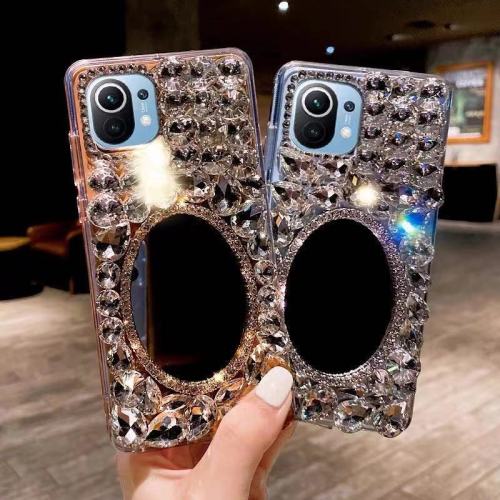 Diamond Rhinestone Inlay Mirror Decoration Back Cover Phone Case for iPhone13Pro/12/11 XSmax
