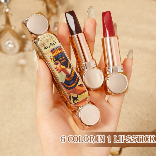 6 Colors in 1 Matte Lipstick Velvet Texture Moisturizing Lipstick Three-color Lipstick Velvet Matte Long Lasting