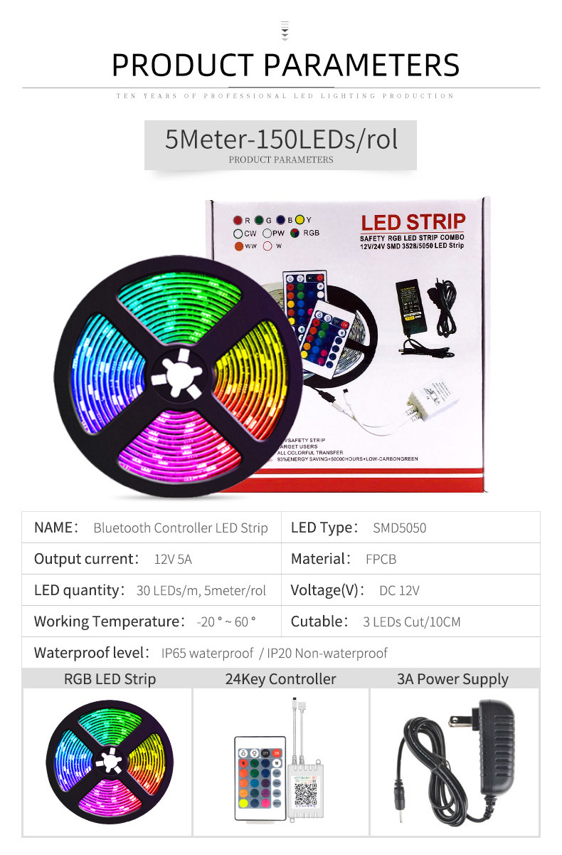 LED lights with 5050RGB 30 lights Smart APP Bluetooth music soft light bar