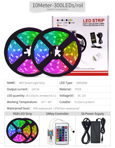led lights with 5050RGB colorful smart wifi mobile phone APP voice control 30 lights set