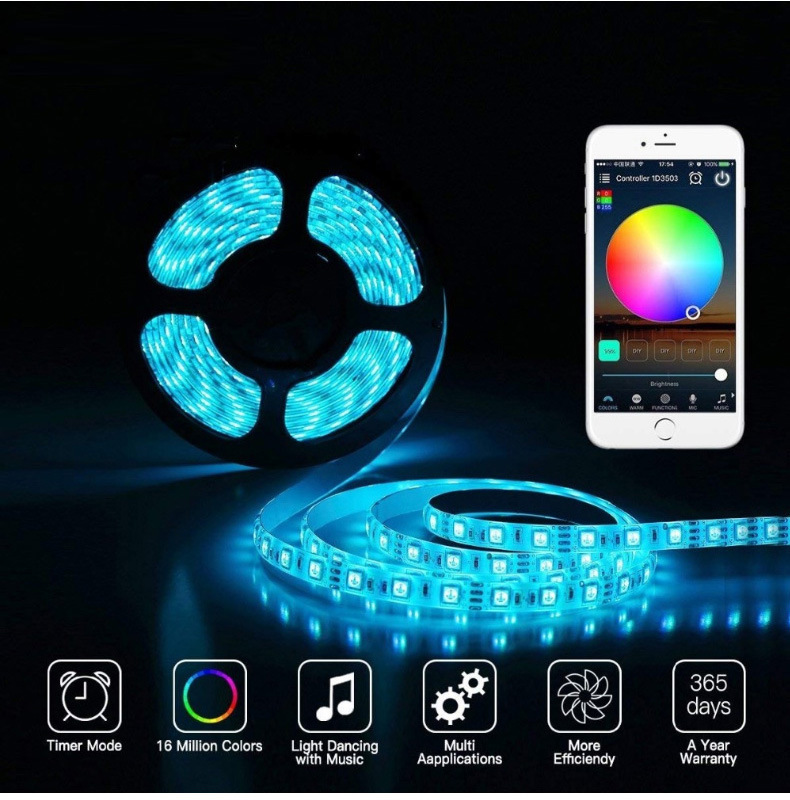 Smart wifi light with 5050RGB colorful light bar APP voice control 60 light set