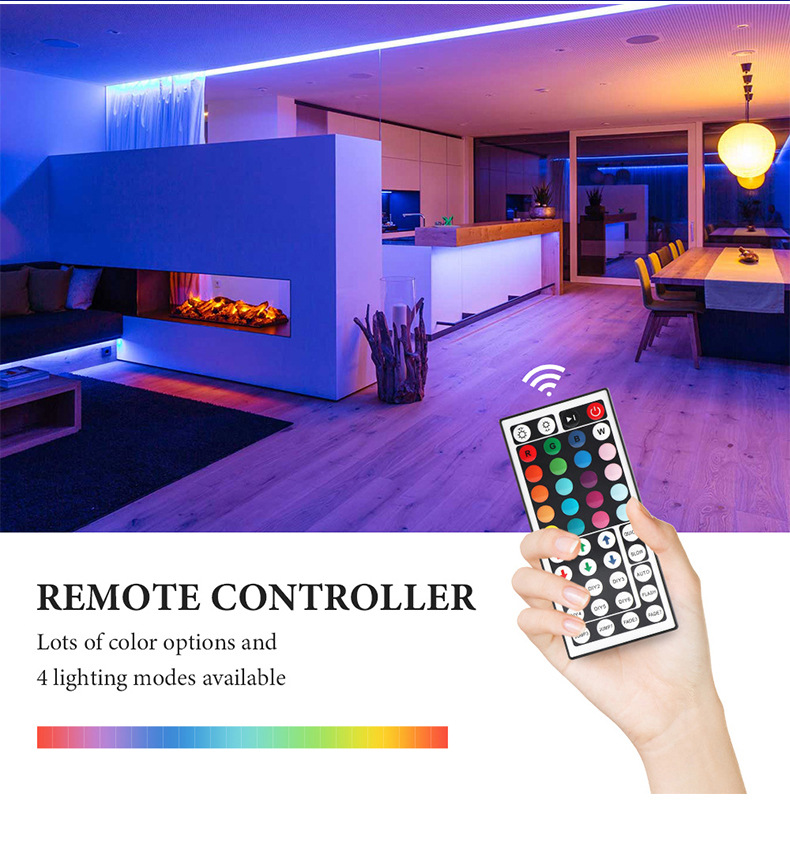 5050RGB colorful LED light with 24 44 key controller 12V low voltage