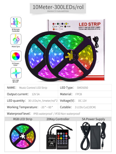 LED lights with 5050RGB intelligent voice control colorful music melody 30 lights set