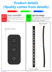 led light strip bluetooth usb car atmosphere light bar colorful RGB car music interior light