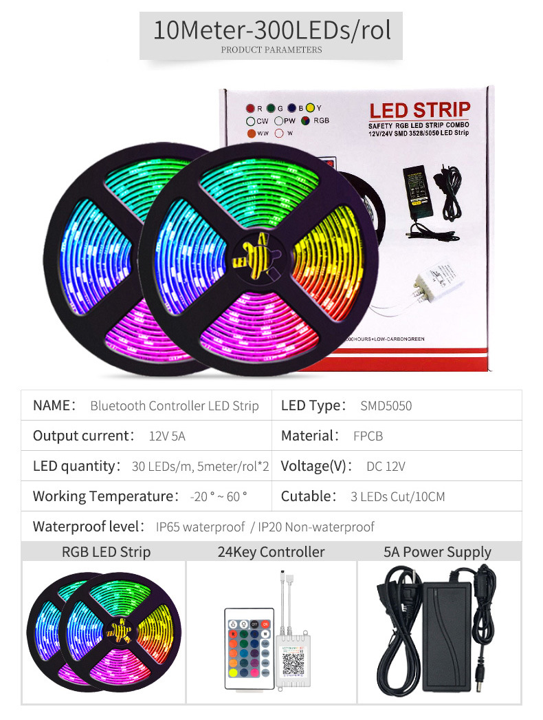 LED lights with 5050RGB 30 lights Smart APP Bluetooth music soft light bar