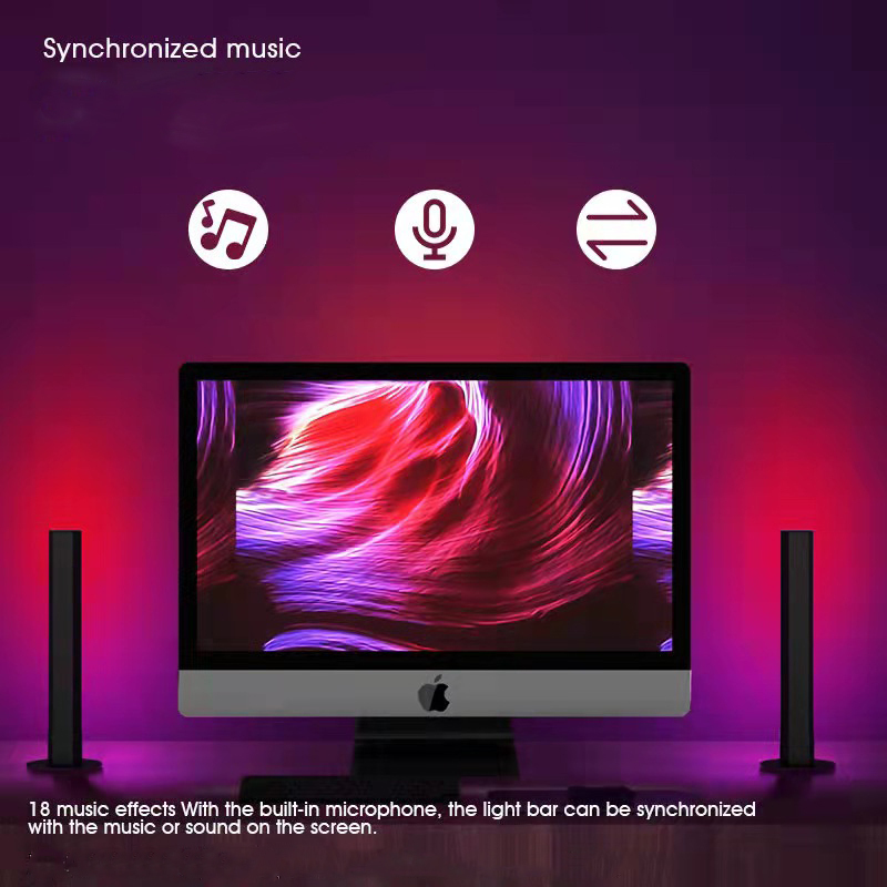 Computer desktop background atmosphere light RGB colorful light ribbon E-sports sound pickup lamp bluetooth music sensor light