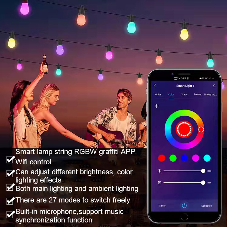 WIFI graffiti smart RGBW music colorful waterproof LED garden decorative lamp string