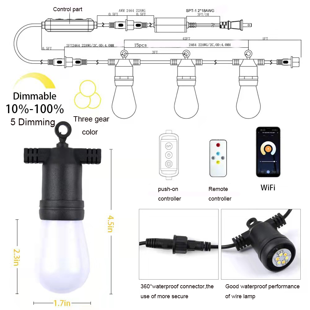 Christmas Courtyard water proof LED String Light