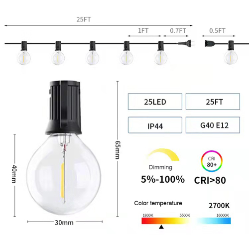G40 high-pressure outdoor waterproof LED warm white bulb courtyard decorative lamp string