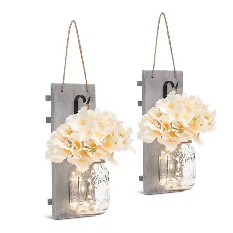 Mason bottle home outdoor decoration wall flower lamp LED retro lamp