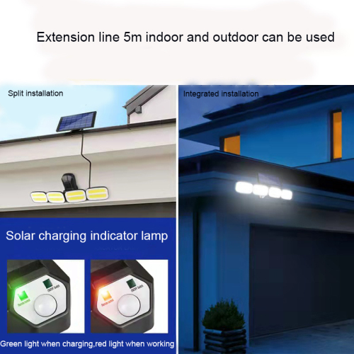 Solar four-head rotatable outdoor waterproof human body induction garden wall lamp road lighting