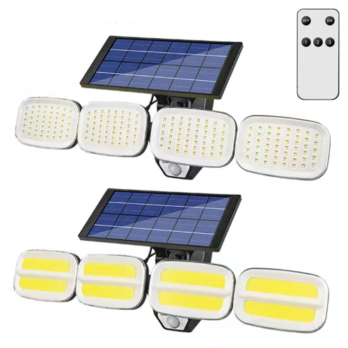 Solar four-head rotatable outdoor waterproof human body induction garden wall lamp road lighting