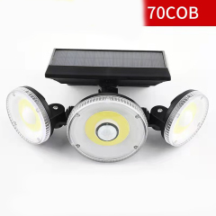 LED three-head rotatable solar wall lamp outdoor waterproof human induction garden street lamp
