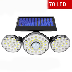 LED three-head rotatable solar wall lamp outdoor waterproof human induction garden street lamp