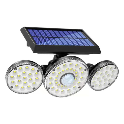 LED three-head rotatable solar wall lamp outdoor waterproof human induction garden street lamp