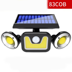 LED three-head rotatable solar wall lamp outdoor waterproof human induction garden street lamp