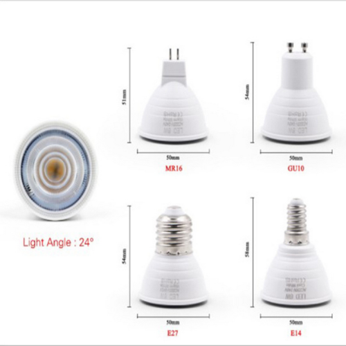 High wattage LED MR16 COB spotlight GU10 or GU 5.3 bulb 7W Size 50mm×53MM 85V-265V /DC12V