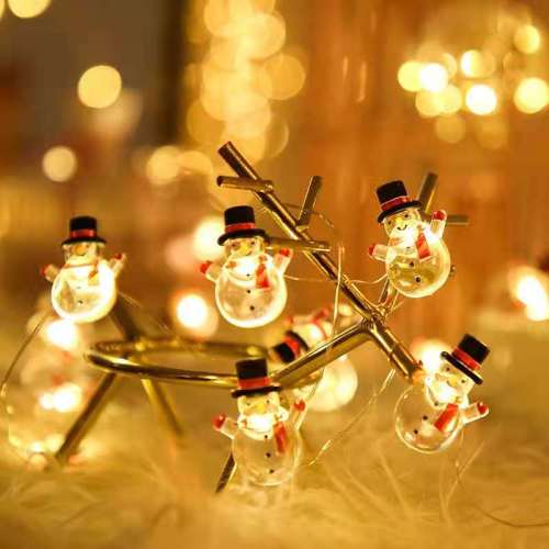 Cross-Border Special for Christmas Decorative Lights, LED Snowman Santa Claus Modelling Copper Wire Lamp String