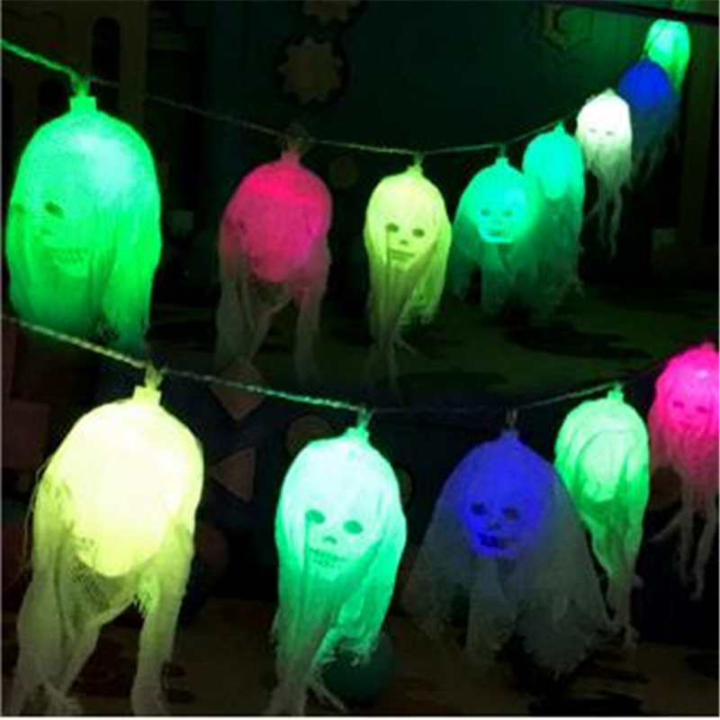 LED Halloween Gauze Skull Decorative Light, 2 Meters Color Ghost Lamp String