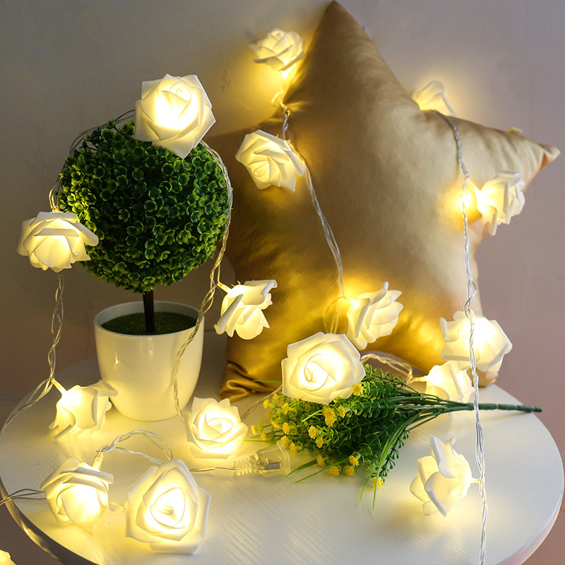 LED Rose Color Lamp String, INS Hot Style Room Decoration Modeling Small Night Light