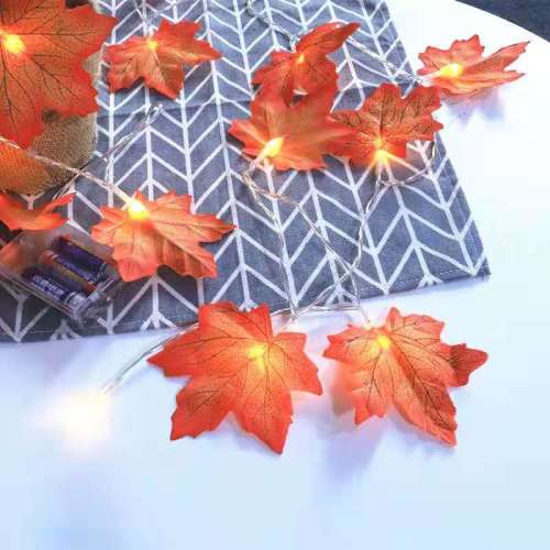 The New Cross-Border Maple Leaf Battery String LED Halloween and Thanksgiving Decorative Lights