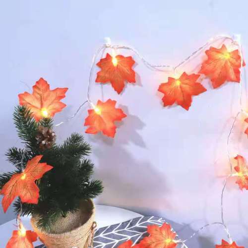 The New Cross-Border Maple Leaf Battery String LED Halloween and Thanksgiving Decorative Lights
