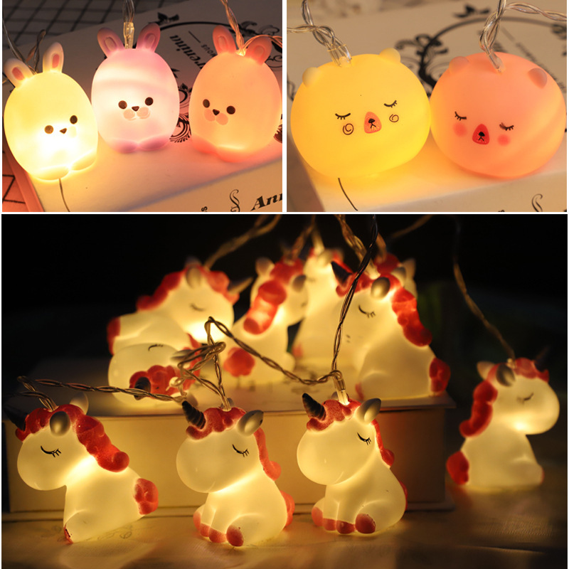 Decorative Battery Lamp String Unicorn Starfish Cartoon Night Light