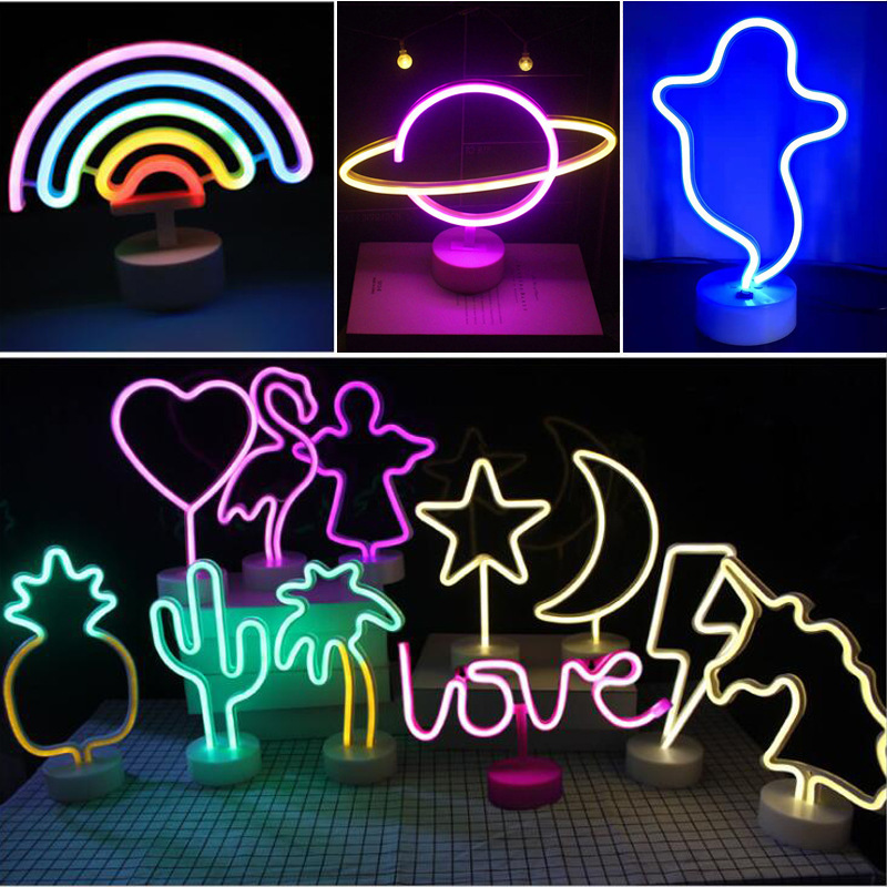 Neon Cartoon Modeling Lamp with USB Connector and Base
